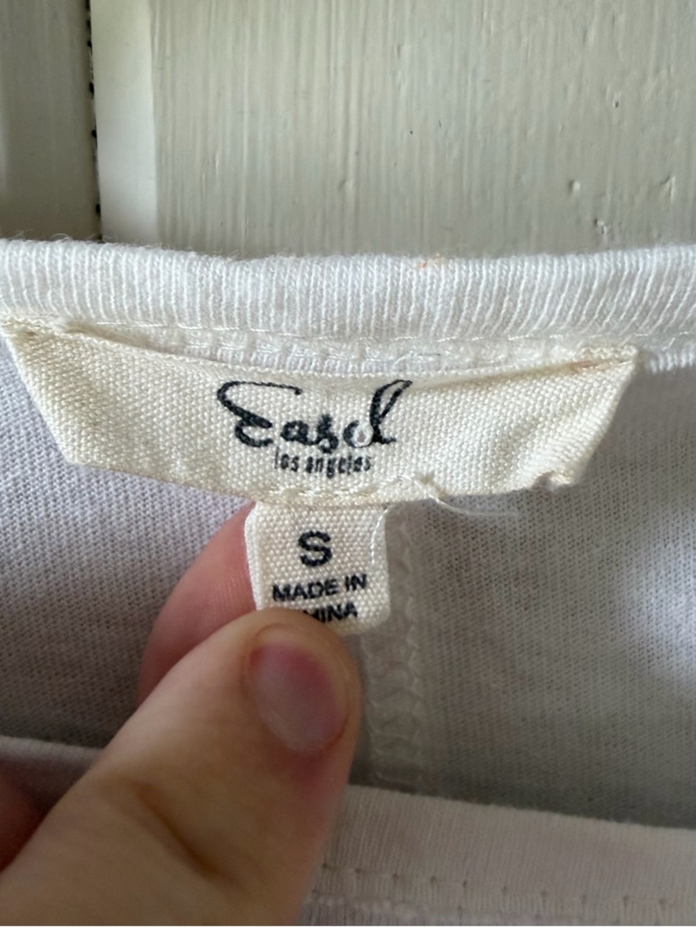 easel White Star-Print Long Sleeve T-Shirt, Pockets, Size Small (Oversized) - Picture 5 of 8
